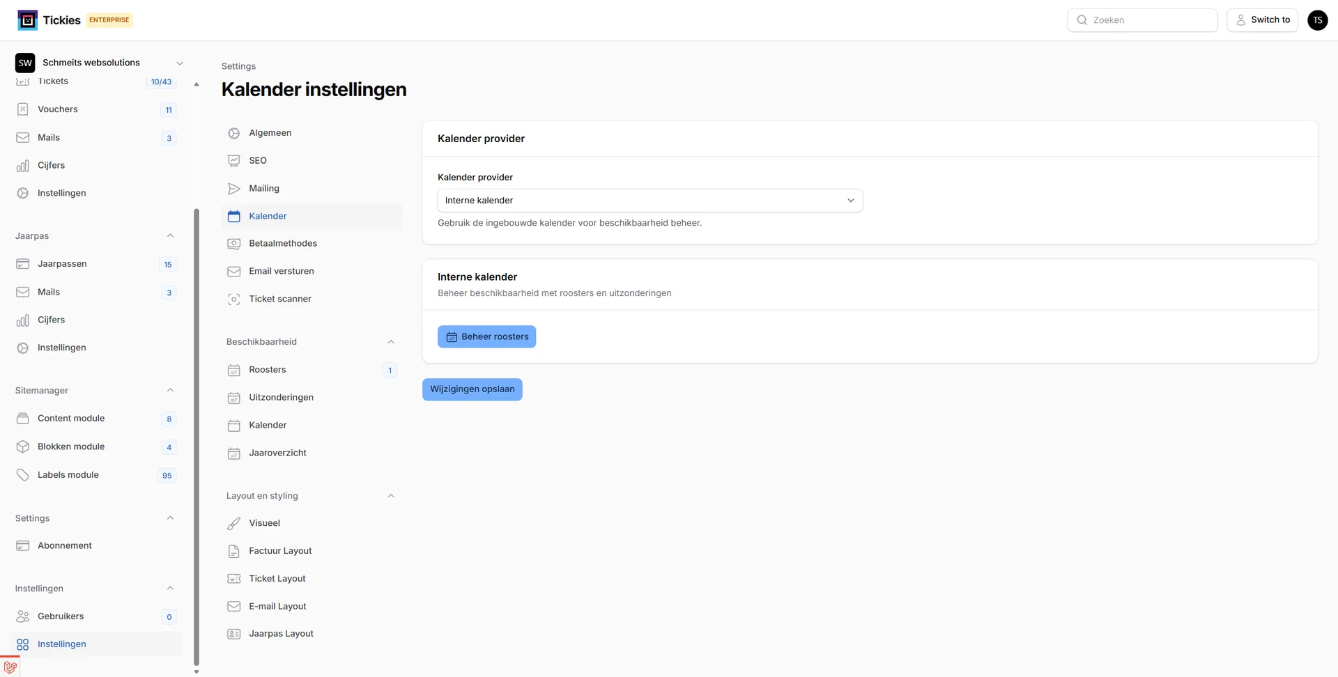 Kalender instellingen
